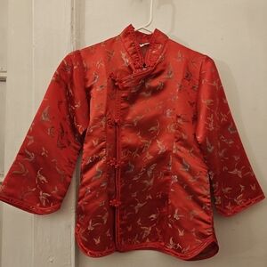 Red Gold Top Oriental Mandarin Collar Frog Buttons Chinese New Year